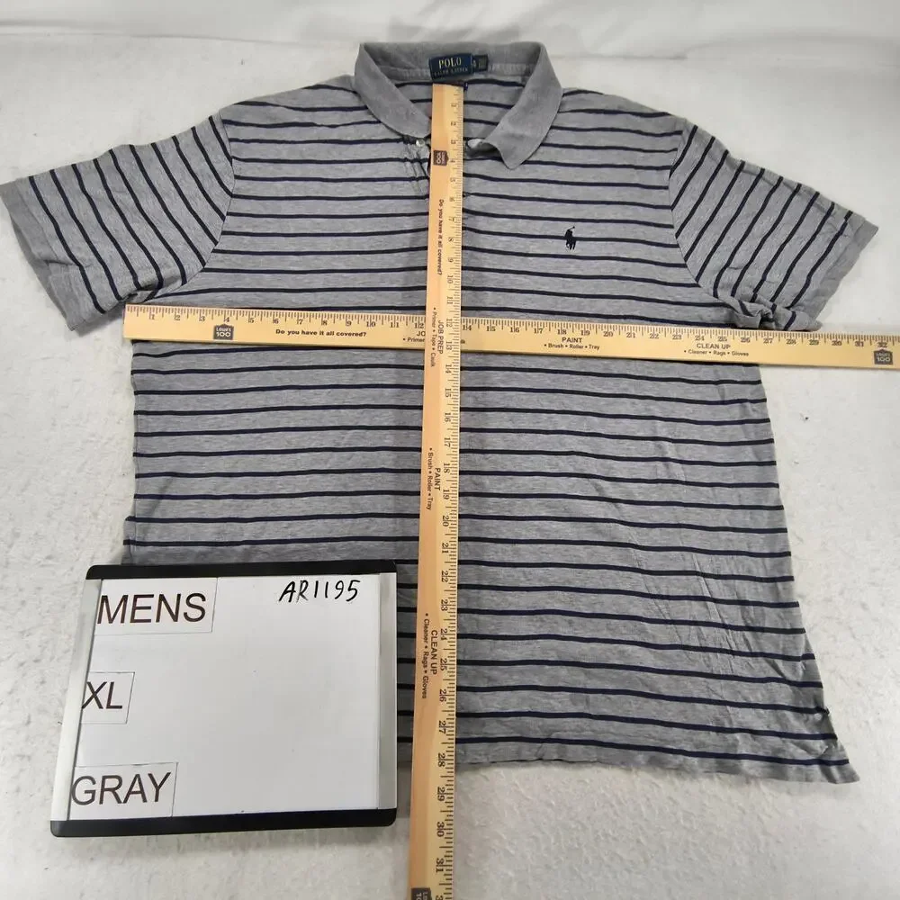 Polo Ralph Lauren Classic Fit Casual Collared Polo Shirt Mens Size XL Gray Navy